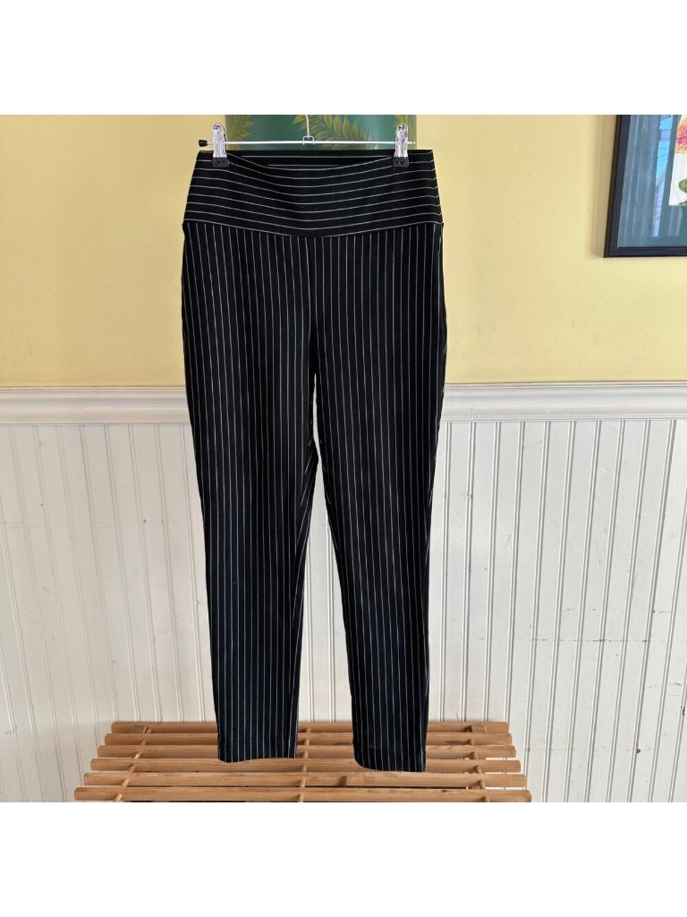 Bitte Kai Rand Black & White Pinstripe Stretch High-Waisted Pants
